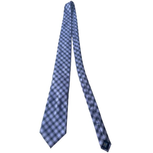 Club Room Men's Dress Shirt Tie Purple Plaid Pattern 100% Silk - Picture 1 of 9